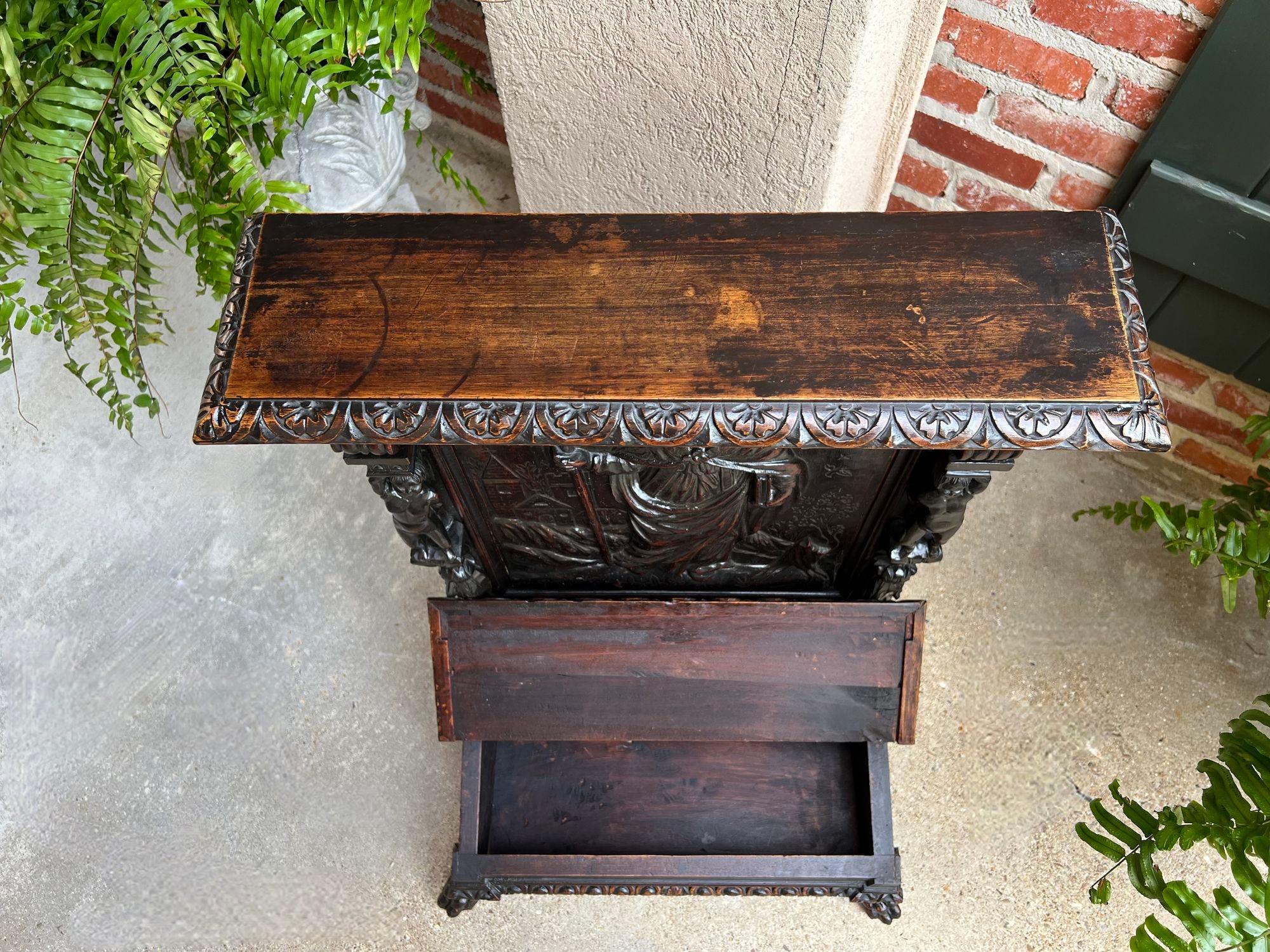 Antique French Prayer Kneeler St. Gregory Cross Catholic Chapel Carved Oak c1880 12