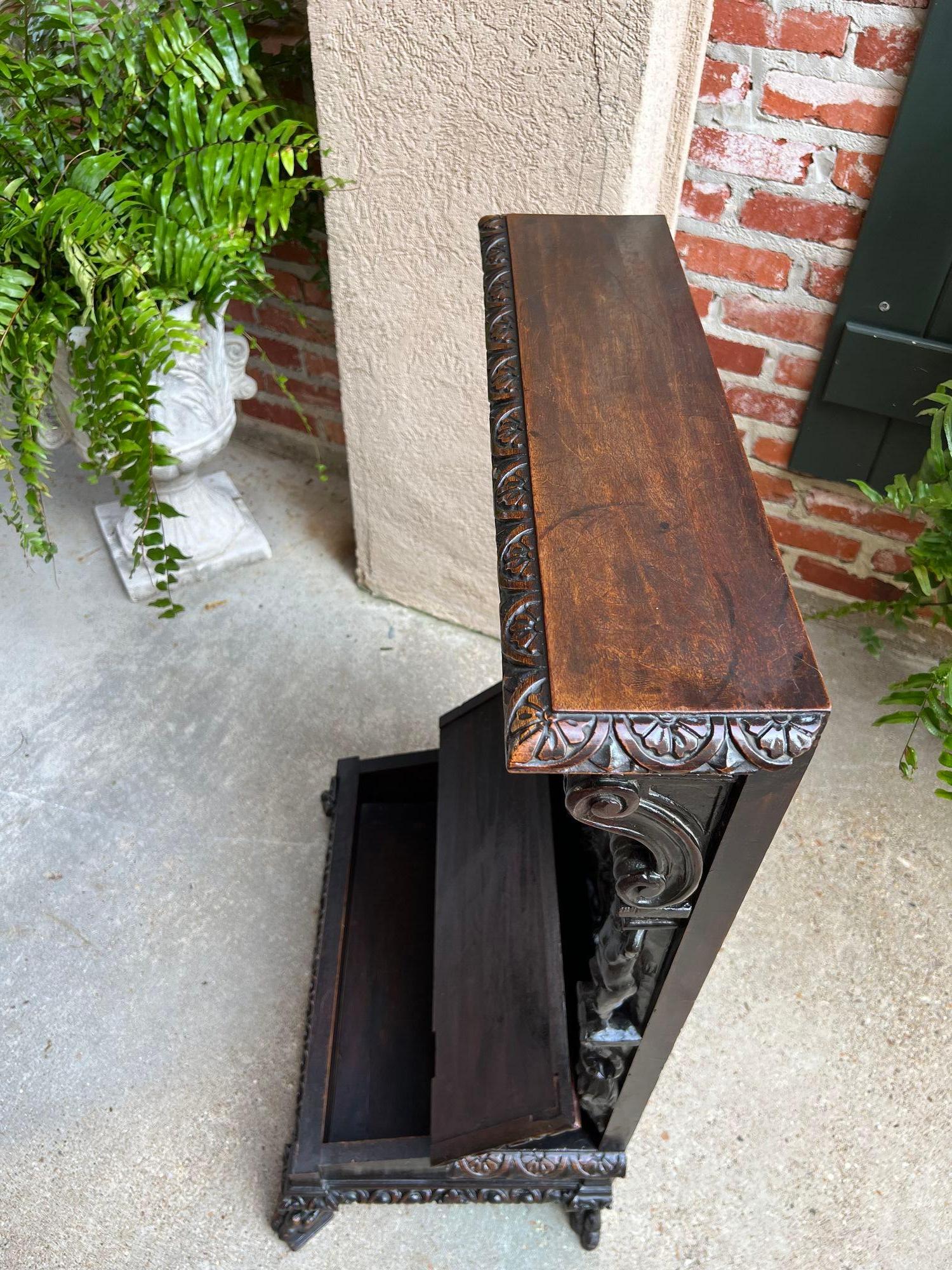 Antique French Prayer Kneeler St. Jerome Lion Catholic Chapel Carved Oak c1880 13