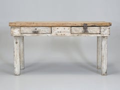 Antique French Primitive Painted Work Table, Console Table o Sofa Table c1900