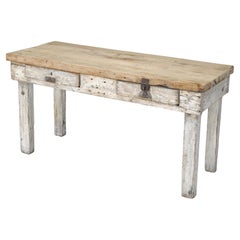 Antique French Primitive Painted Work Table, Console Table or Sofa Table c1900