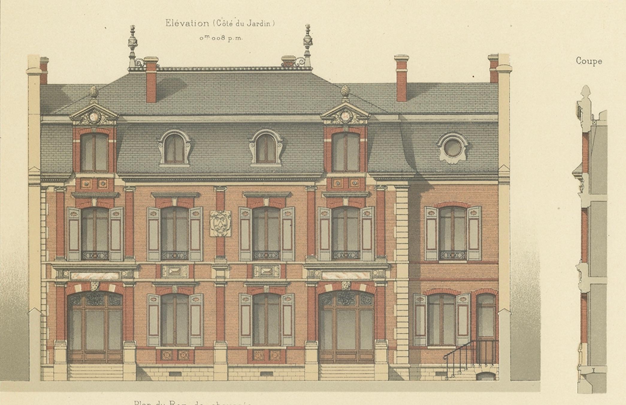 Antique French Print Maison à Neuilly by Paul Sédille Architecte, Chabat c.1900 For Sale 2