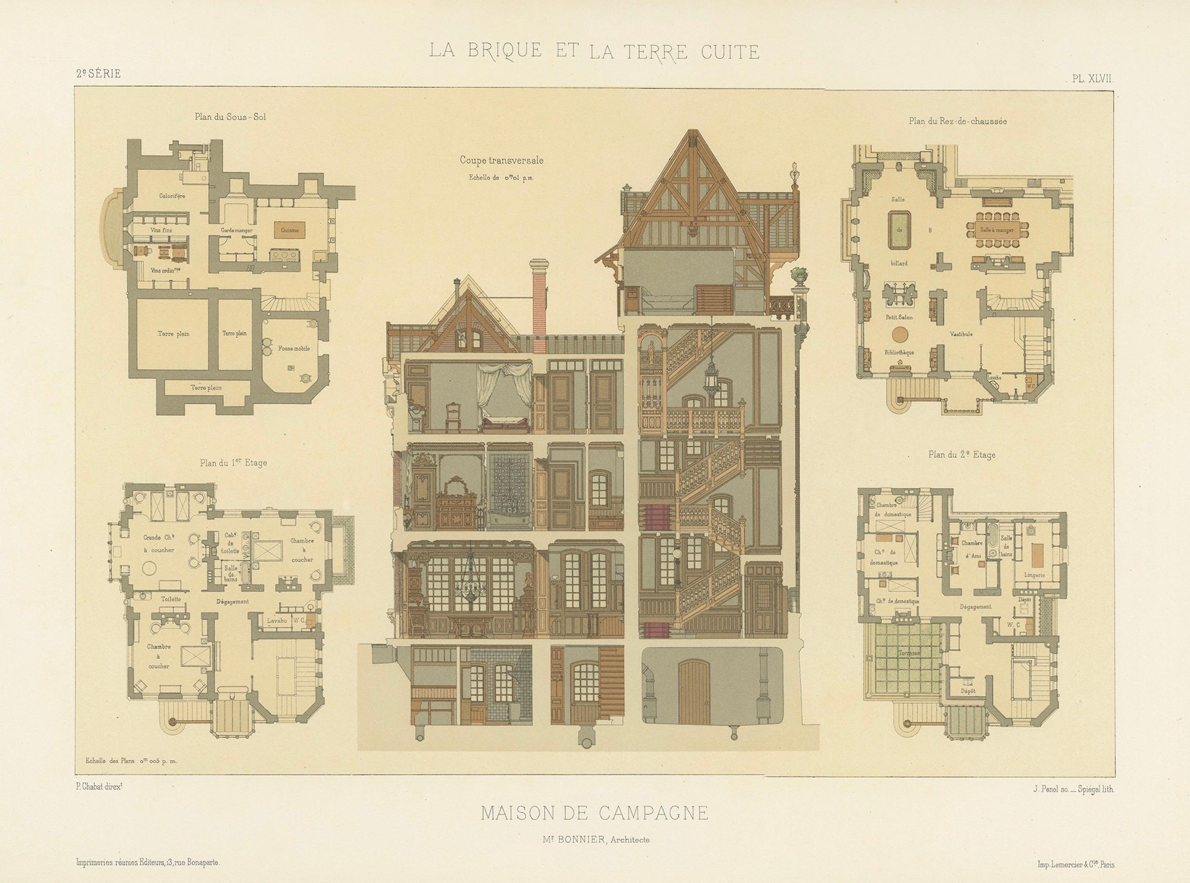 Pl. XLVII Casa de Campo, Chabat, c.1900 en venta 9
