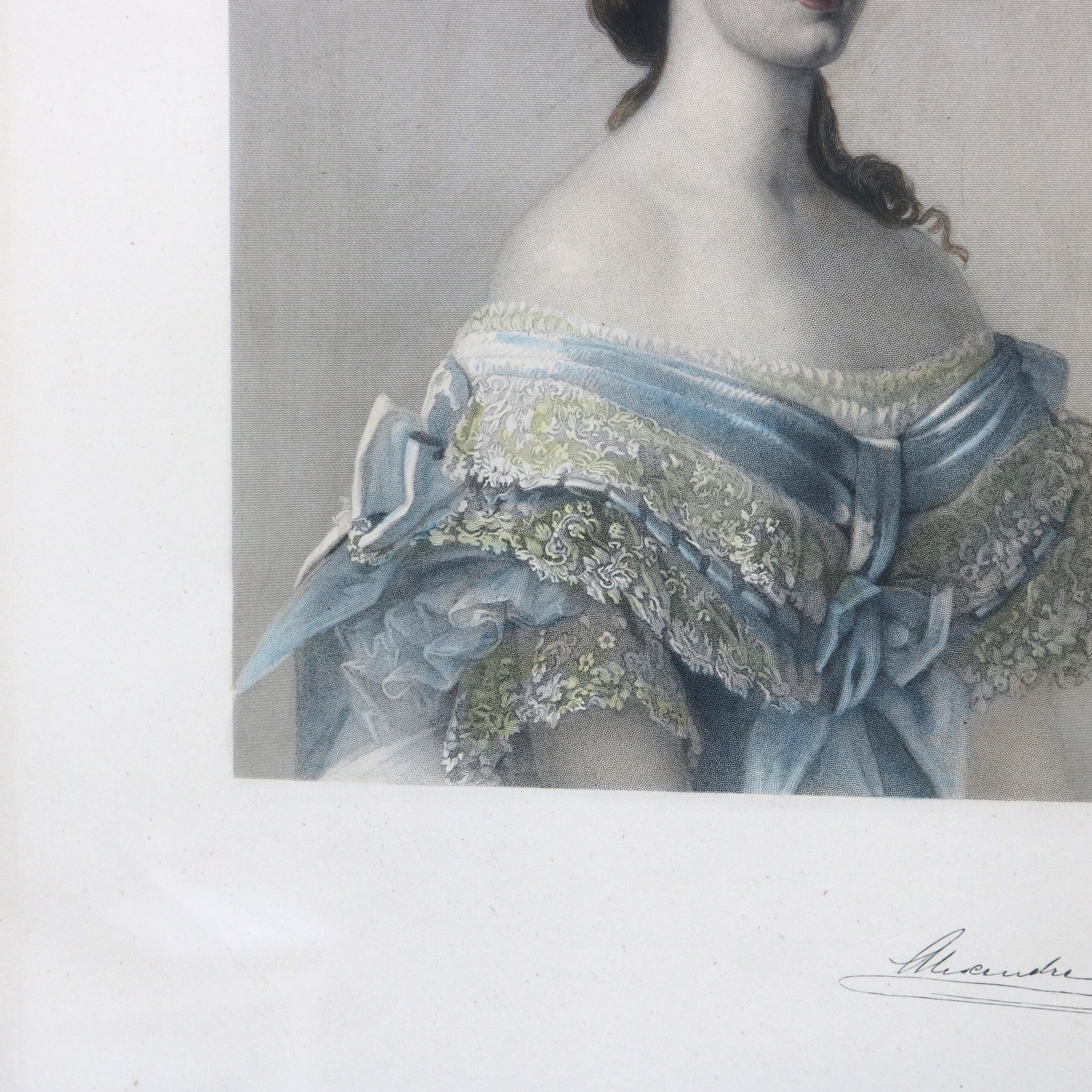 Antique French Print of A Woman Signed  Alexandre 19thC

Measures - 20.75