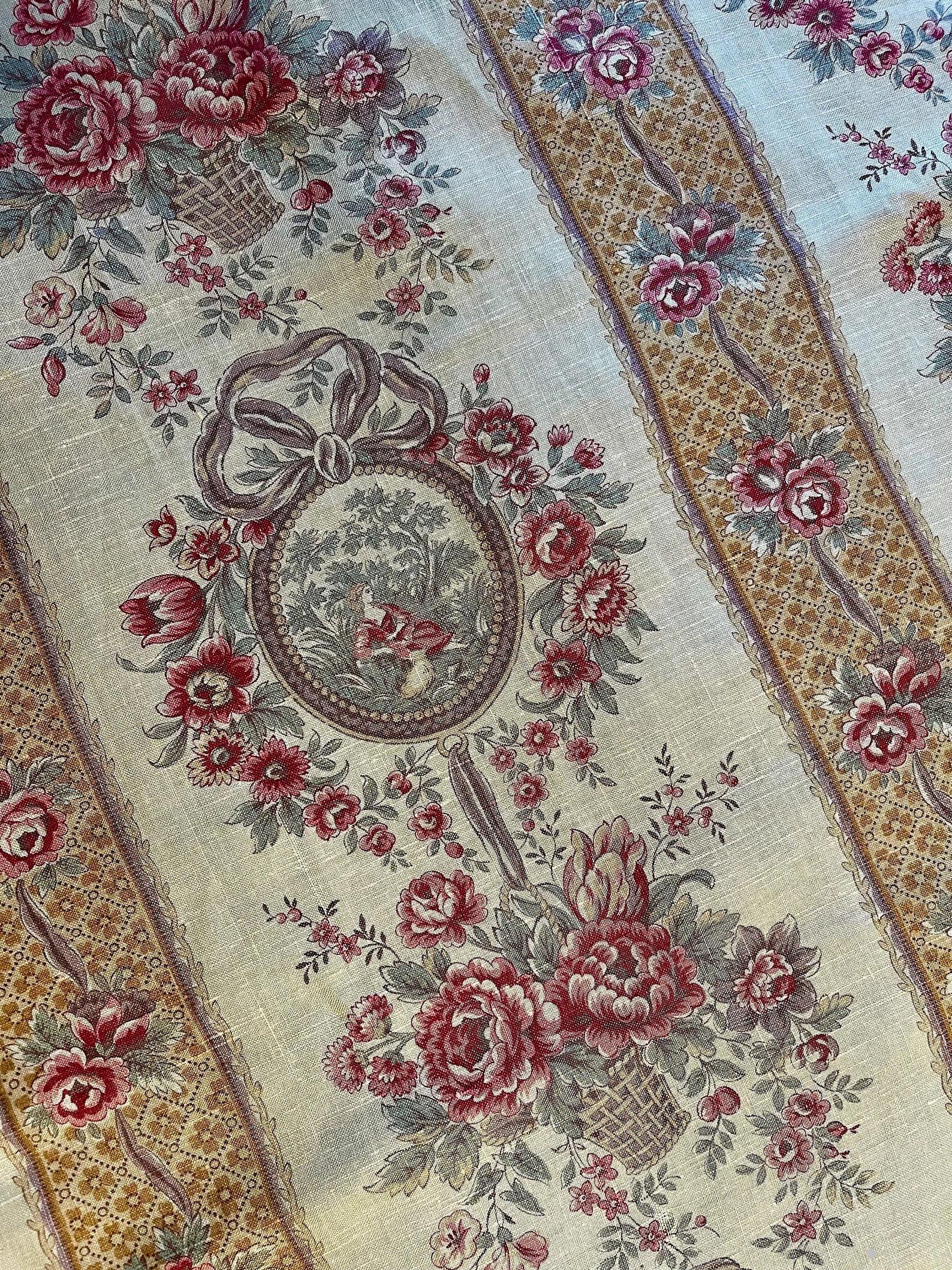 19th Century Antique French Printed Cotton Toile Fabric For Sale