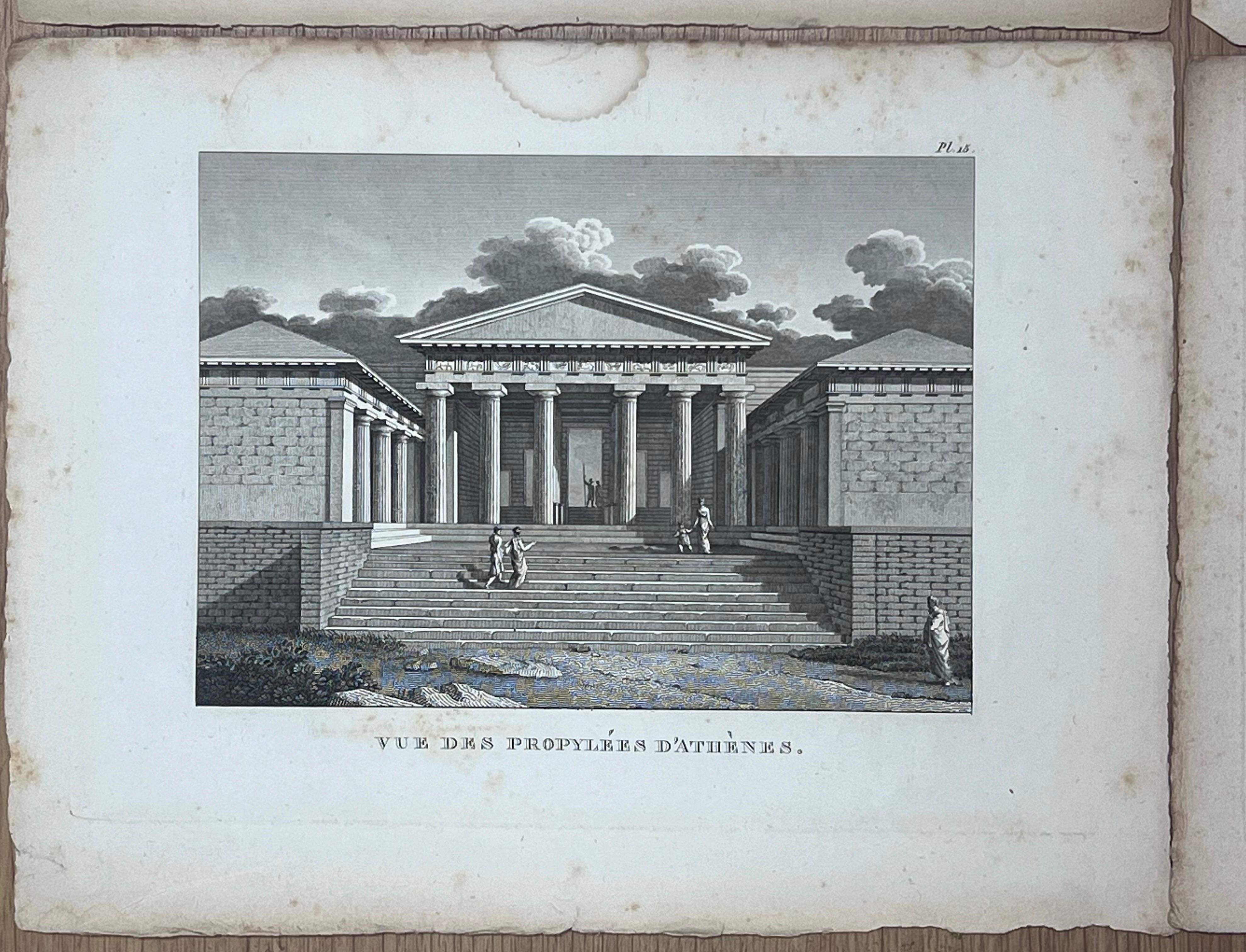 Set of 4 Ancient Greek Monuments Pantheon Athens Antique French Engravings Set For Sale 1