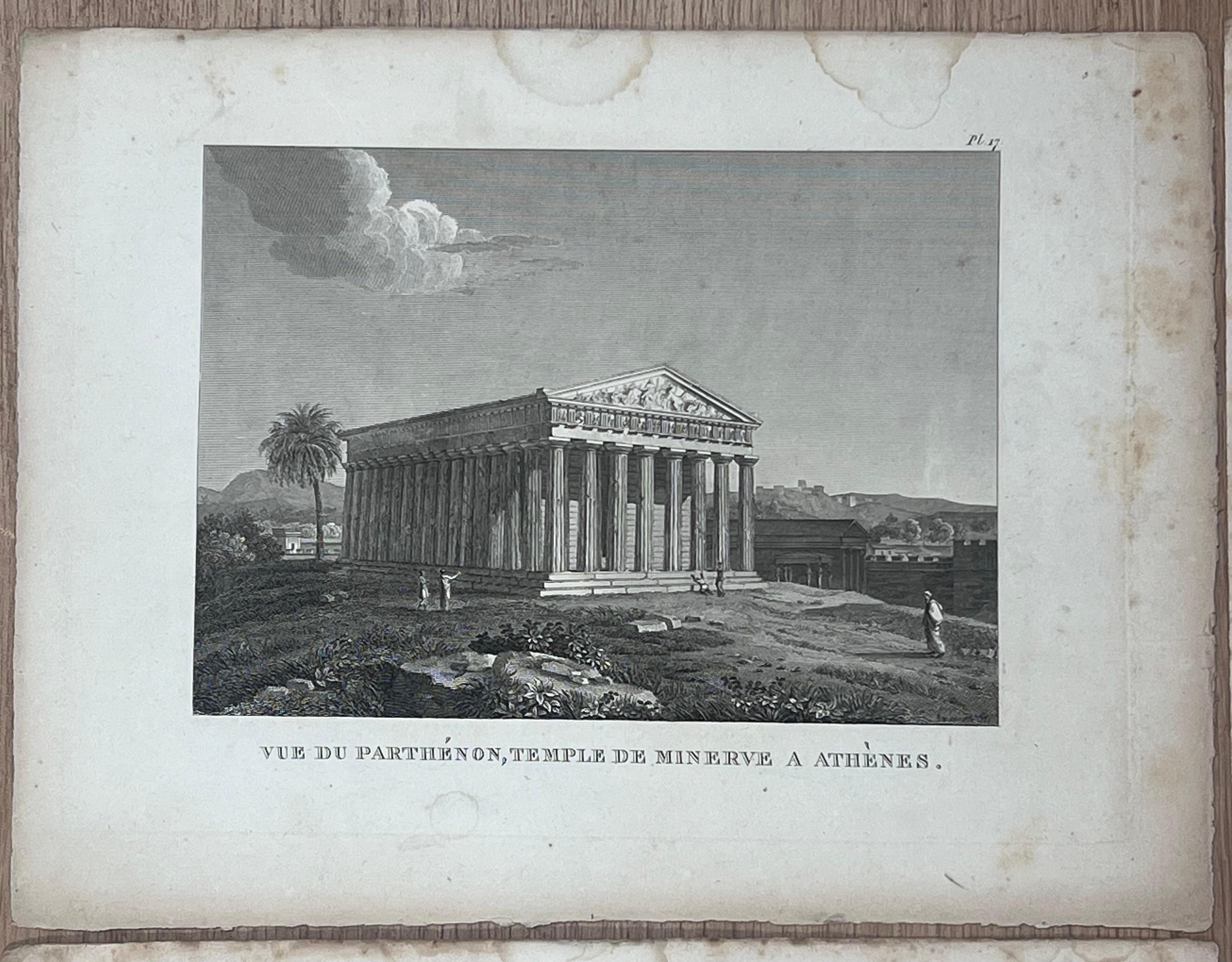 Set of 4 Ancient Greek Monuments Pantheon Athens Antique French Engravings Set For Sale 2