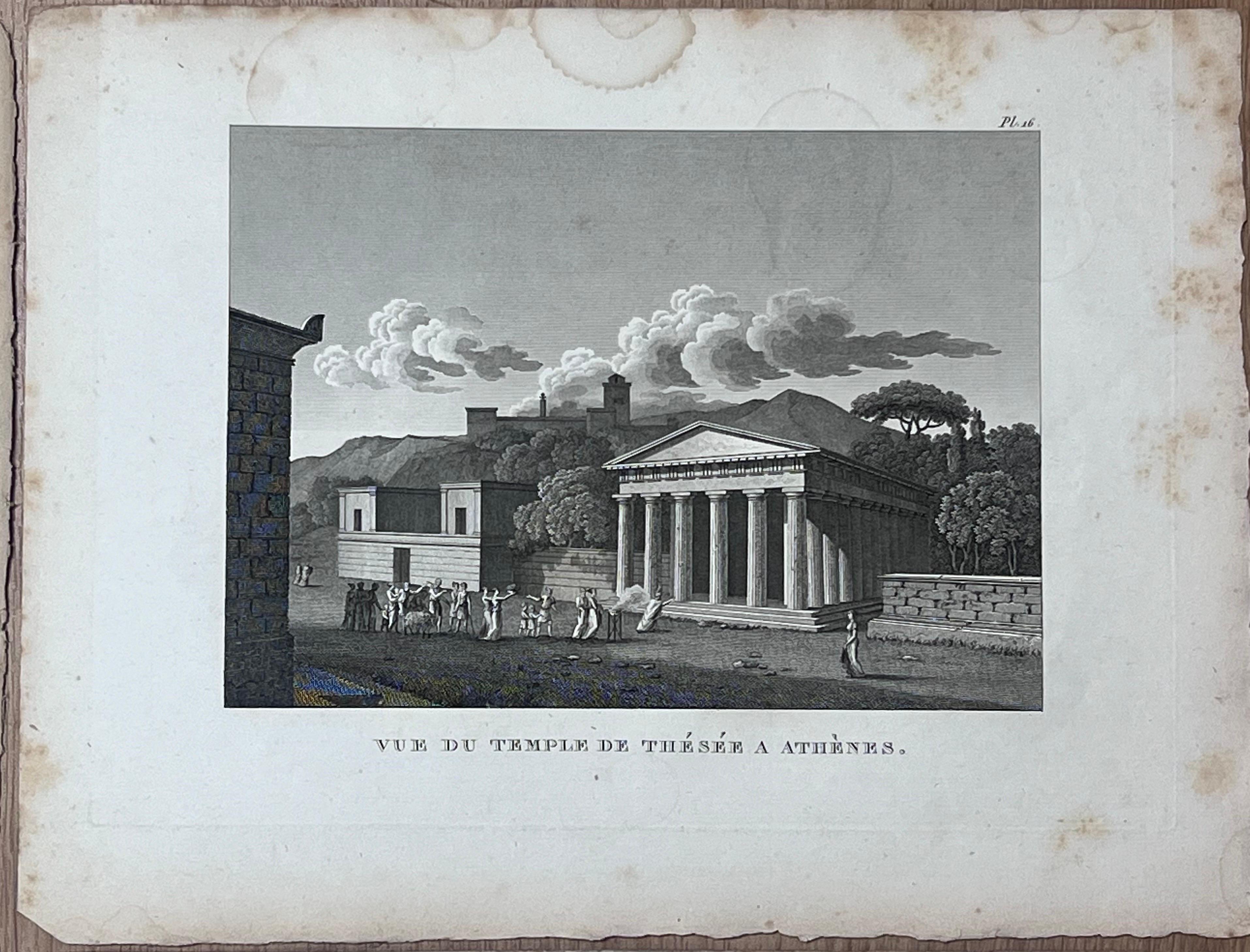 Set of 4 Ancient Greek Monuments Pantheon Athens Antique French Engravings Set For Sale 3