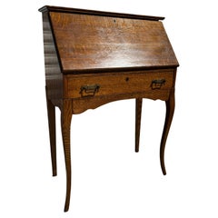 Antique French Provencial Style Quarter Sawn Oak Drop Front Secretary