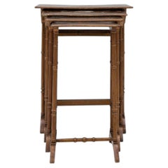 Consolle antica in stile provenzale francese in bambù, legno marrone scuro, anni ’80 del XIX secolo
