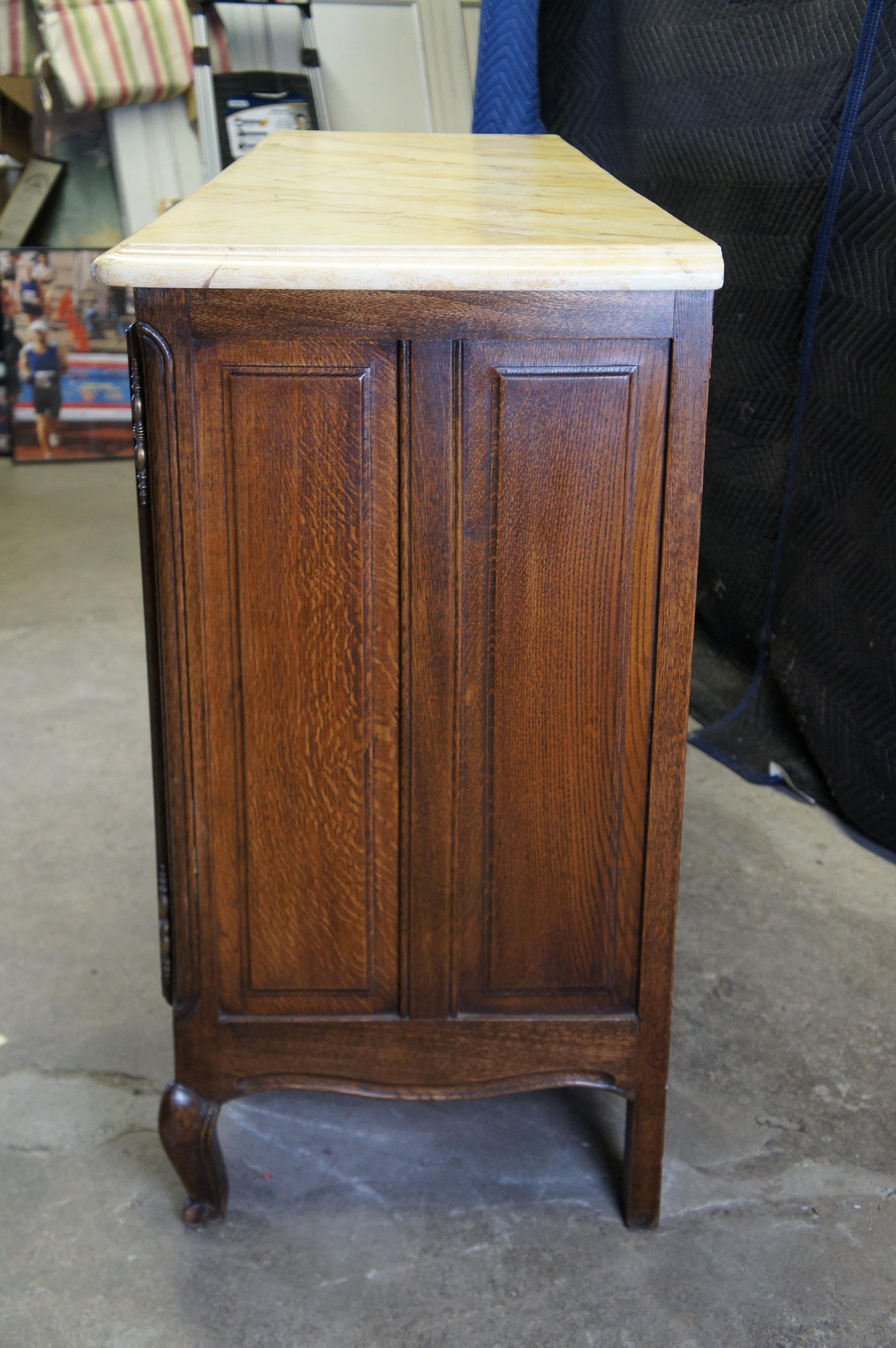 Antique French Provincial Belgian Oak Faux Marble Buffet Sideboard Credenza 72