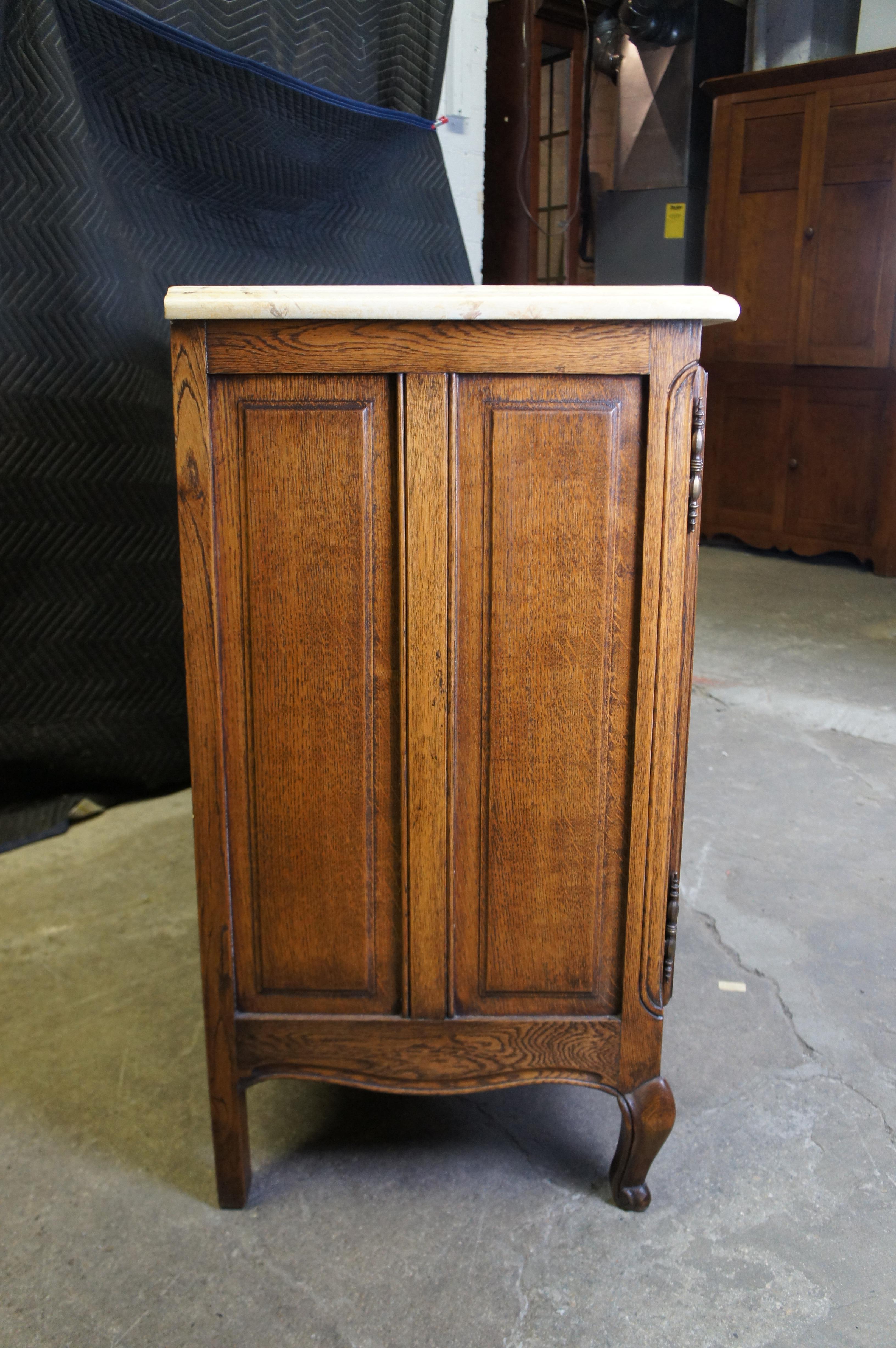 Antique French Provincial Belgian Oak Faux Marble Buffet Sideboard Credenza 72