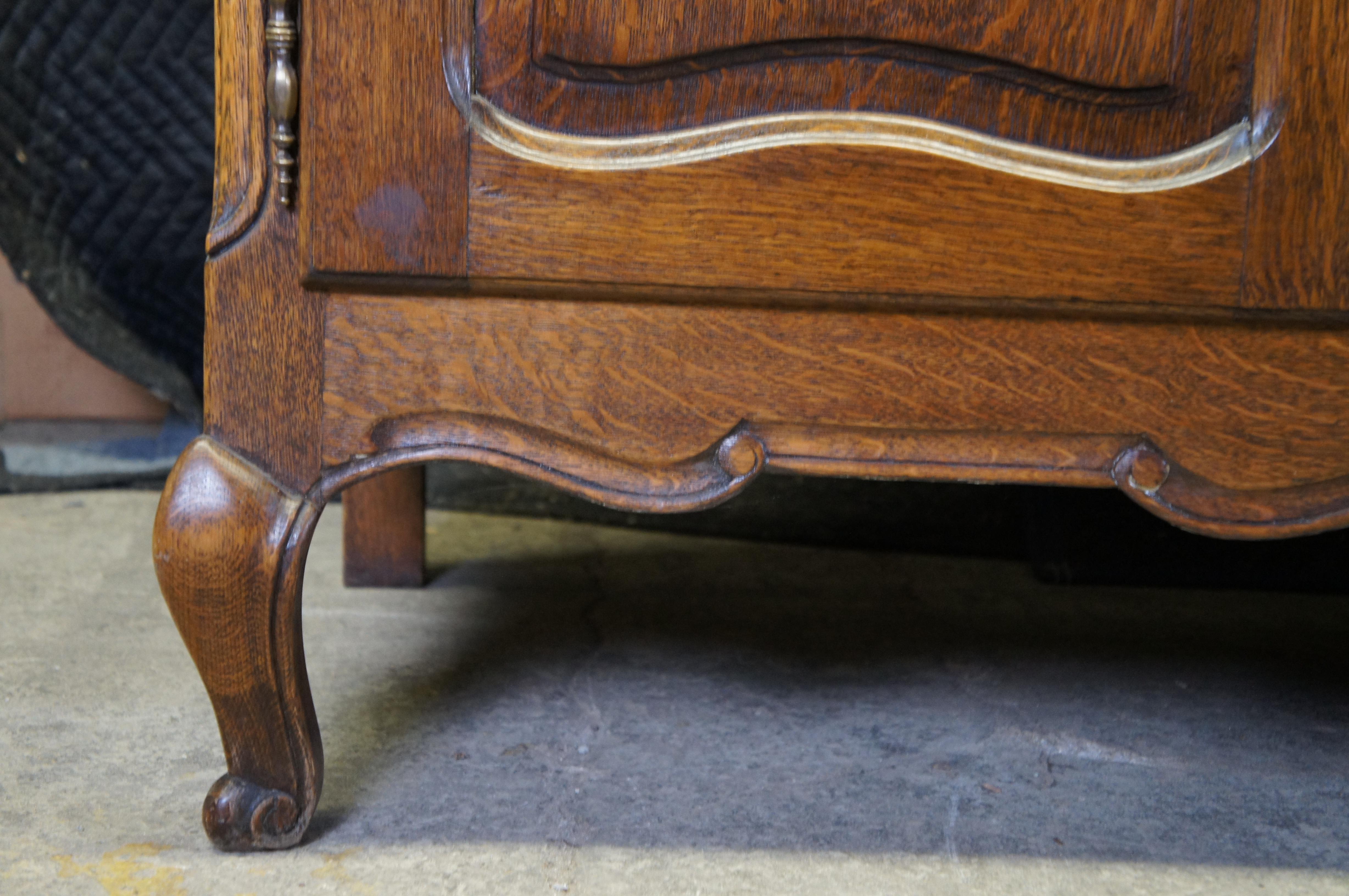 Antique French Provincial Belgian Oak Faux Marble Buffet Sideboard Credenza 72