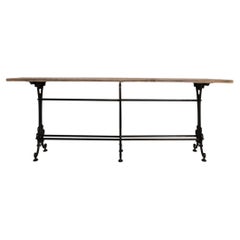 Antique French Provincial Bench/Table with Wrought Iron Base, 1900s