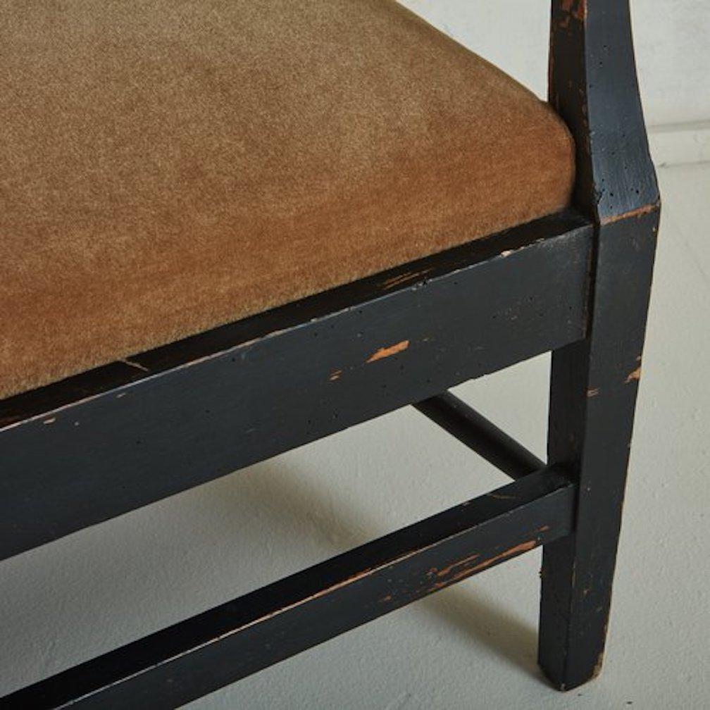 Antique French Provincial Bench With Mohair Seat 9