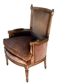 Antique French Provincial Bergère Chair in Original Velvet