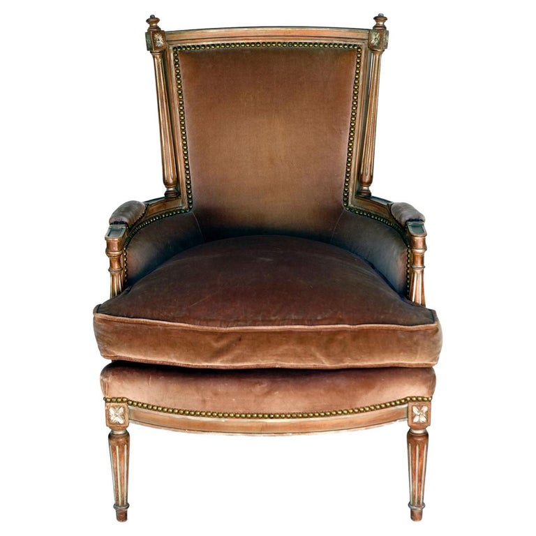Antique French Provincial Berg??re Chair in Original Velvet at 1stDibs ...