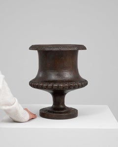 Antique French Provincial Black Cast Iron Planter, Campana Form, 1900s