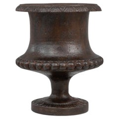 Antique French Provincial Black Cast Iron Planter, Campana Form, 1900s