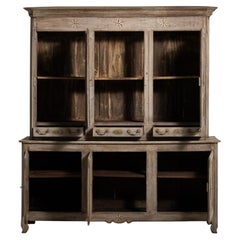 Antique French Provincial Cabinet, Brown Wood, 1820s, Original Patina