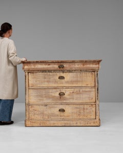 Antique French Provincial Cabinet, Distressed Pink Wood, 19th Century