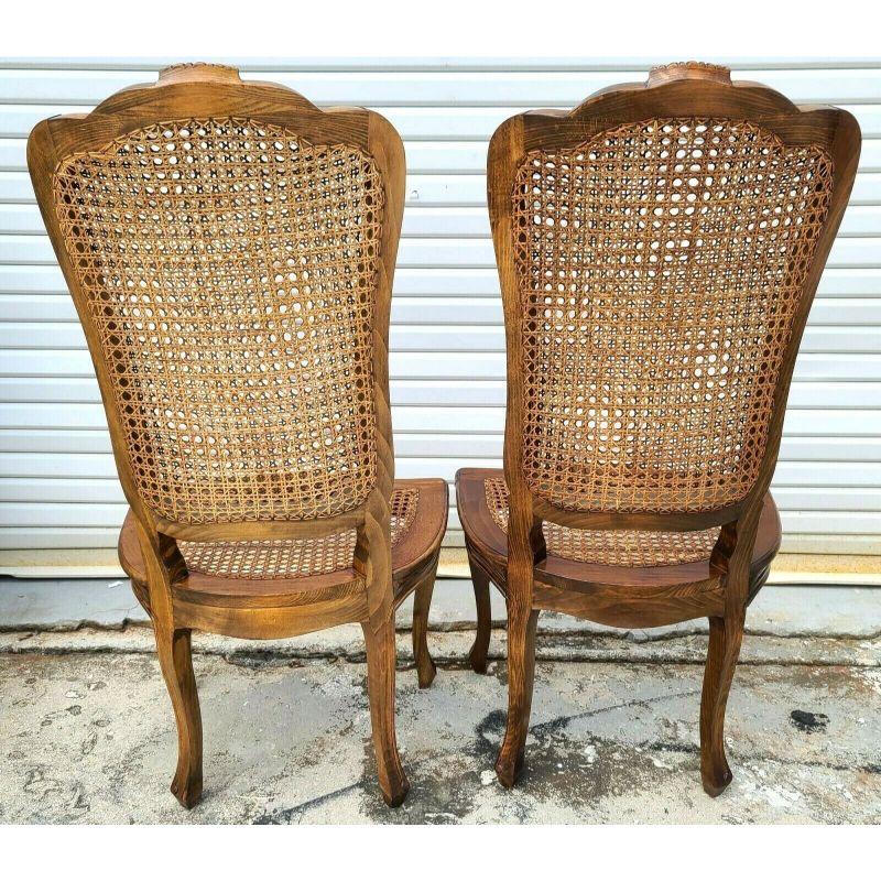 Antique French Cane Walnut Dining Chairs, Set of 6 In Good Condition For Sale In Lake Worth, FL