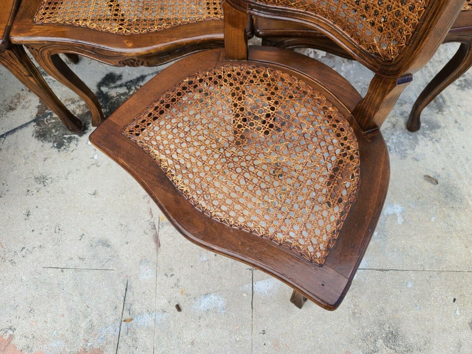 Antique French Cane Walnut Dining Chairs, Set of 6 For Sale 3