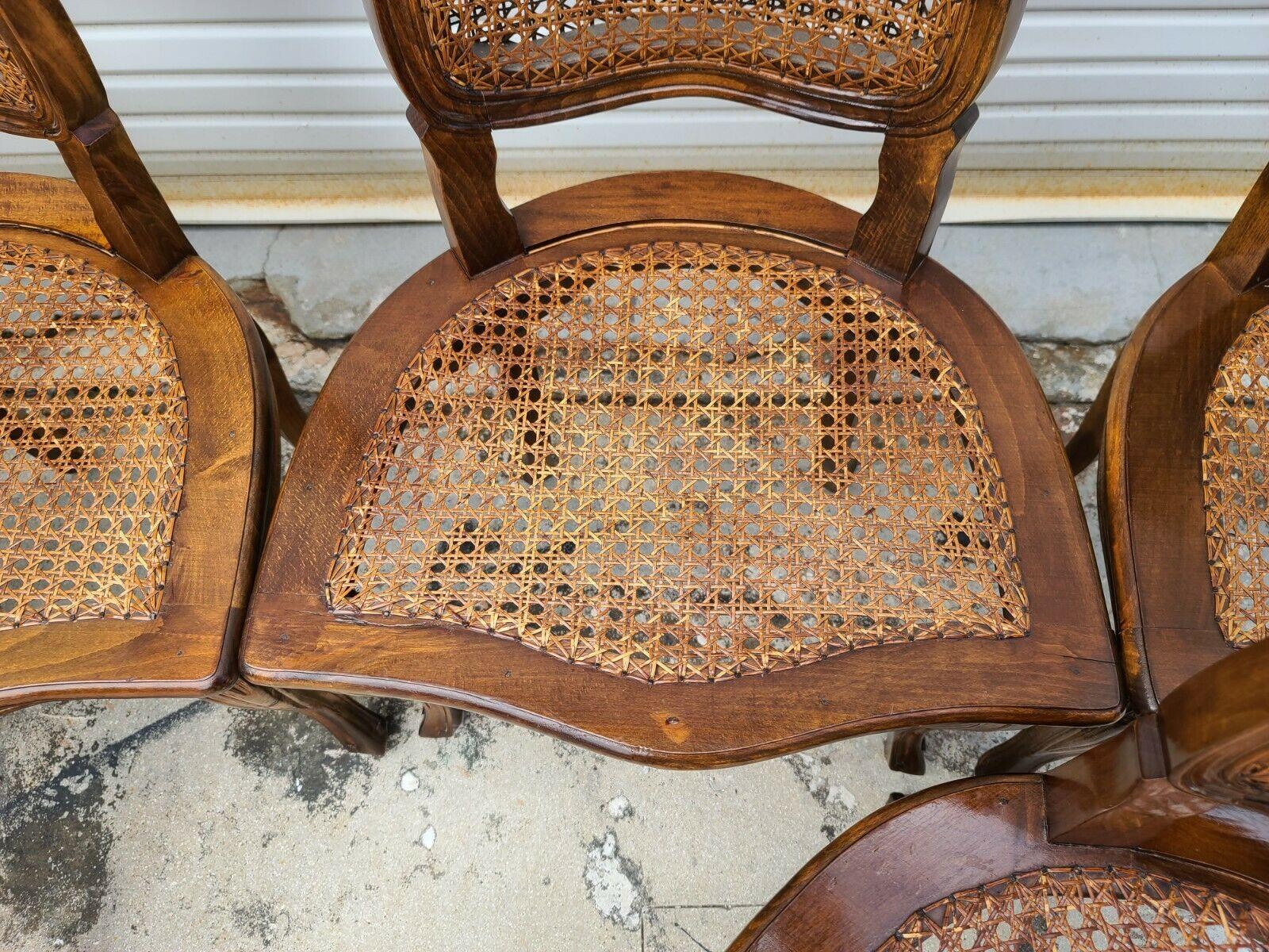 Antique French Cane Walnut Dining Chairs, Set of 6 For Sale 4