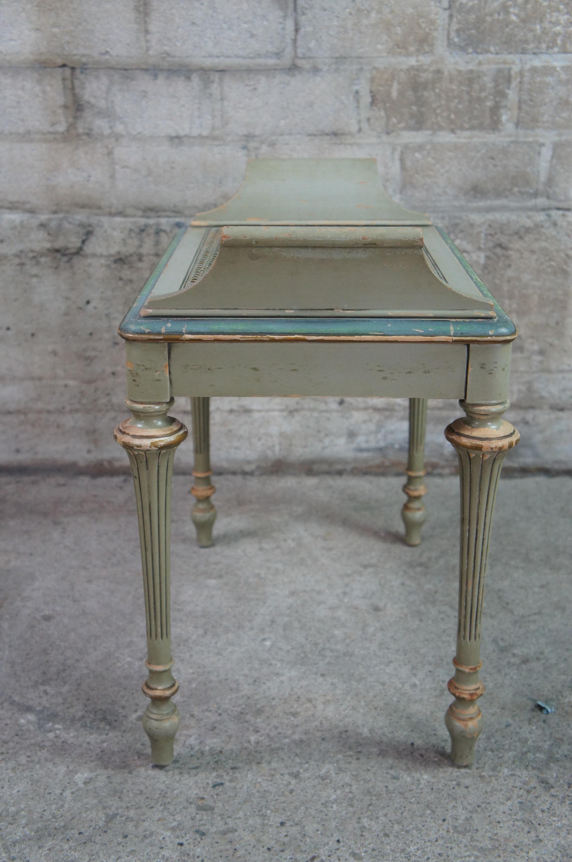 Antique French Provincial Caned Vanity Piano Window Foyer Bench Seat Stool 2