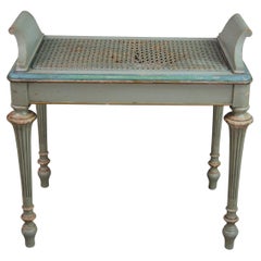 Vintage French Provincial Caned Vanity Piano Window Foyer Bench Seat Stool