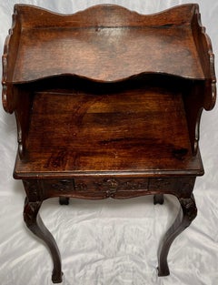 Antique French Provincial Carved Oak End Table, Circa 1890's