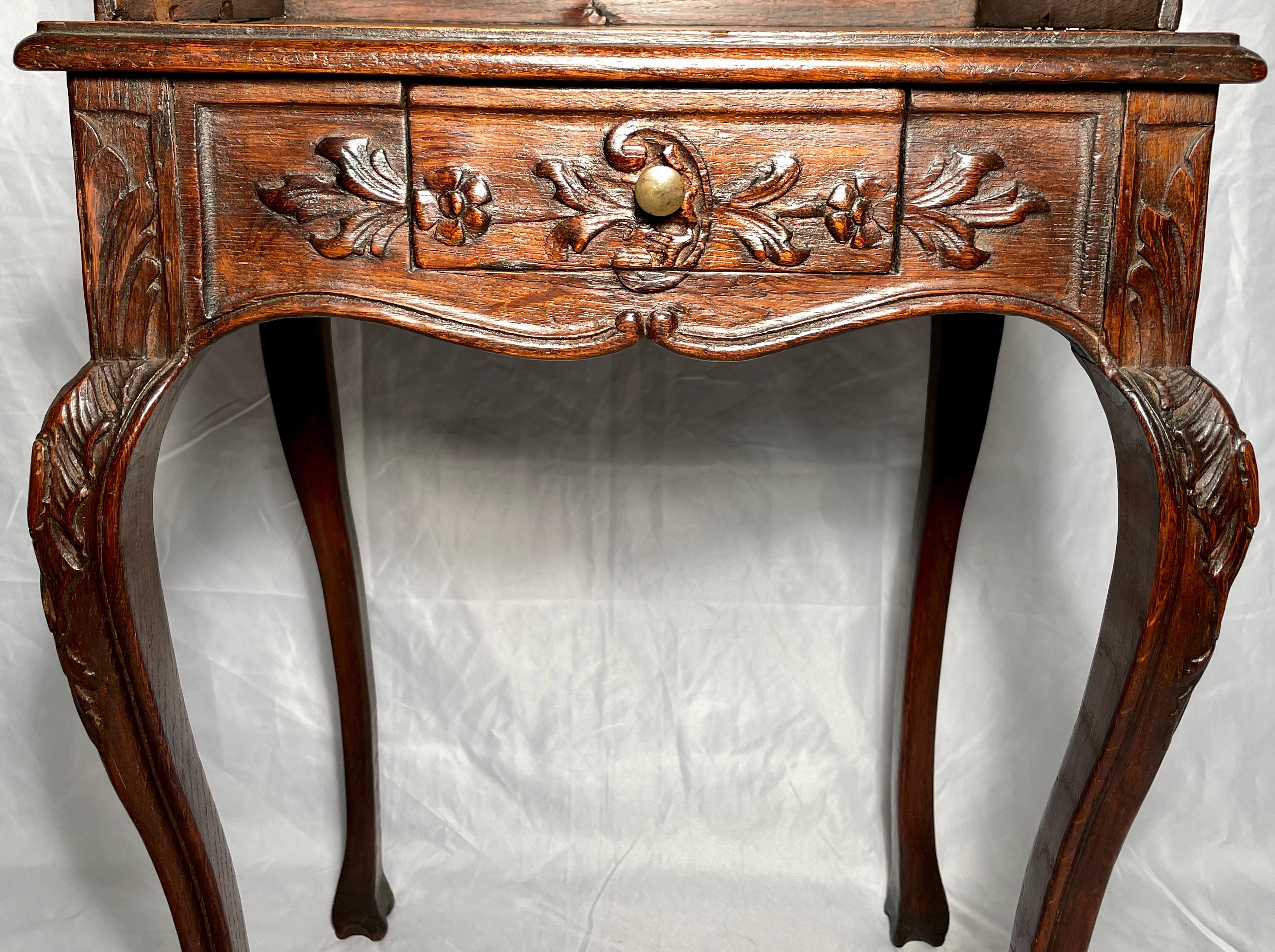 19th Century Antique French Provincial Carved Oak End Table, Circa 1890's For Sale