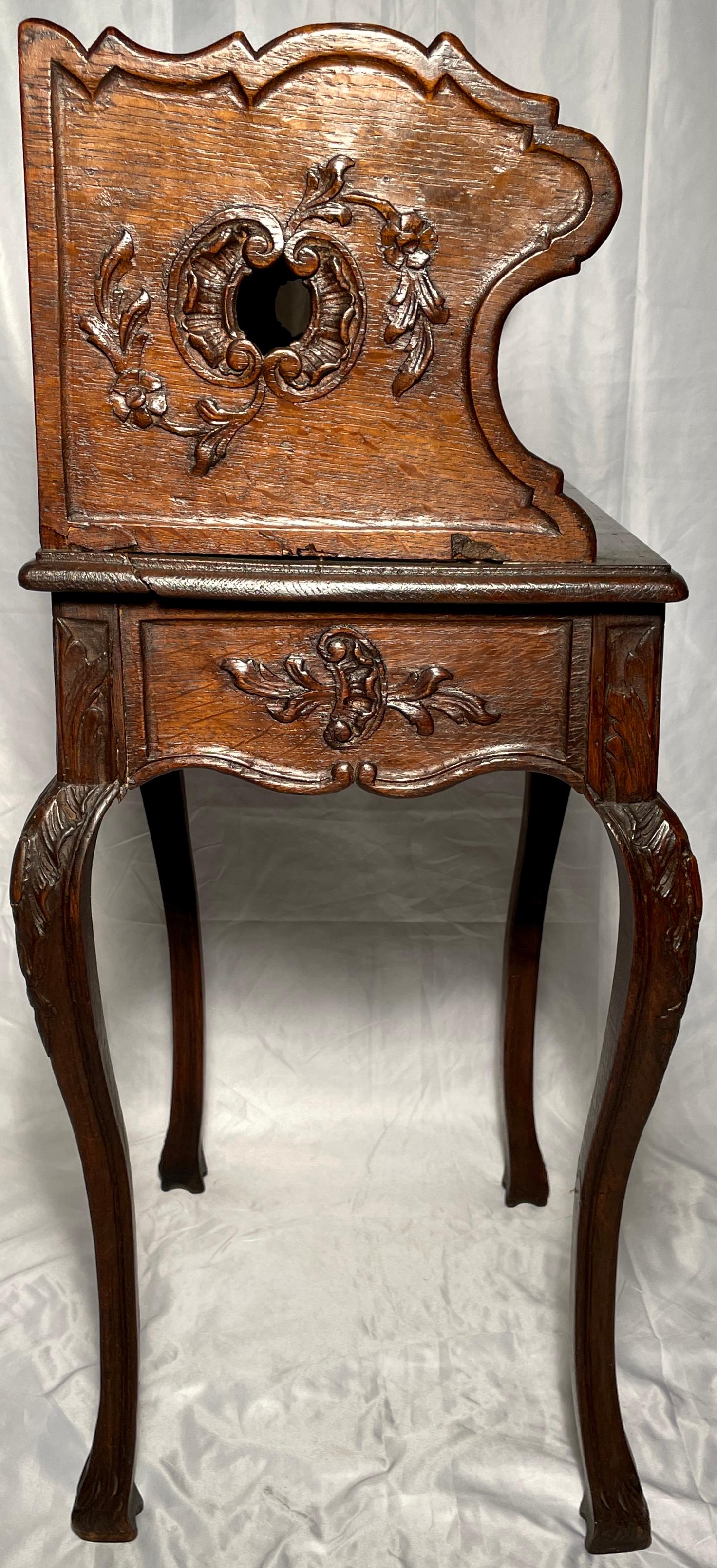 Antique French Provincial Carved Oak End Table, Circa 1890's For Sale 1