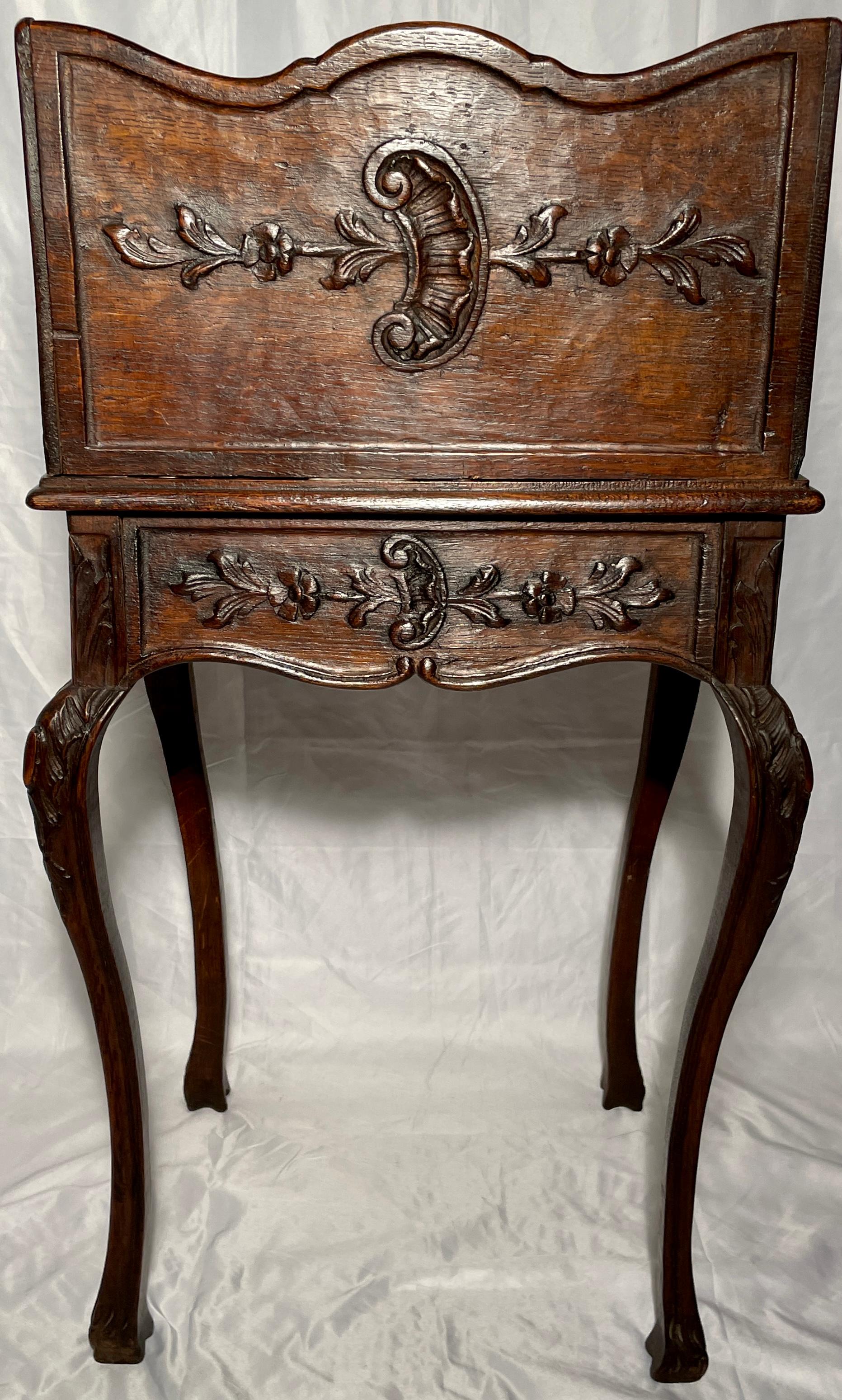 Antique French Provincial Carved Oak End Table, Circa 1890's For Sale 2
