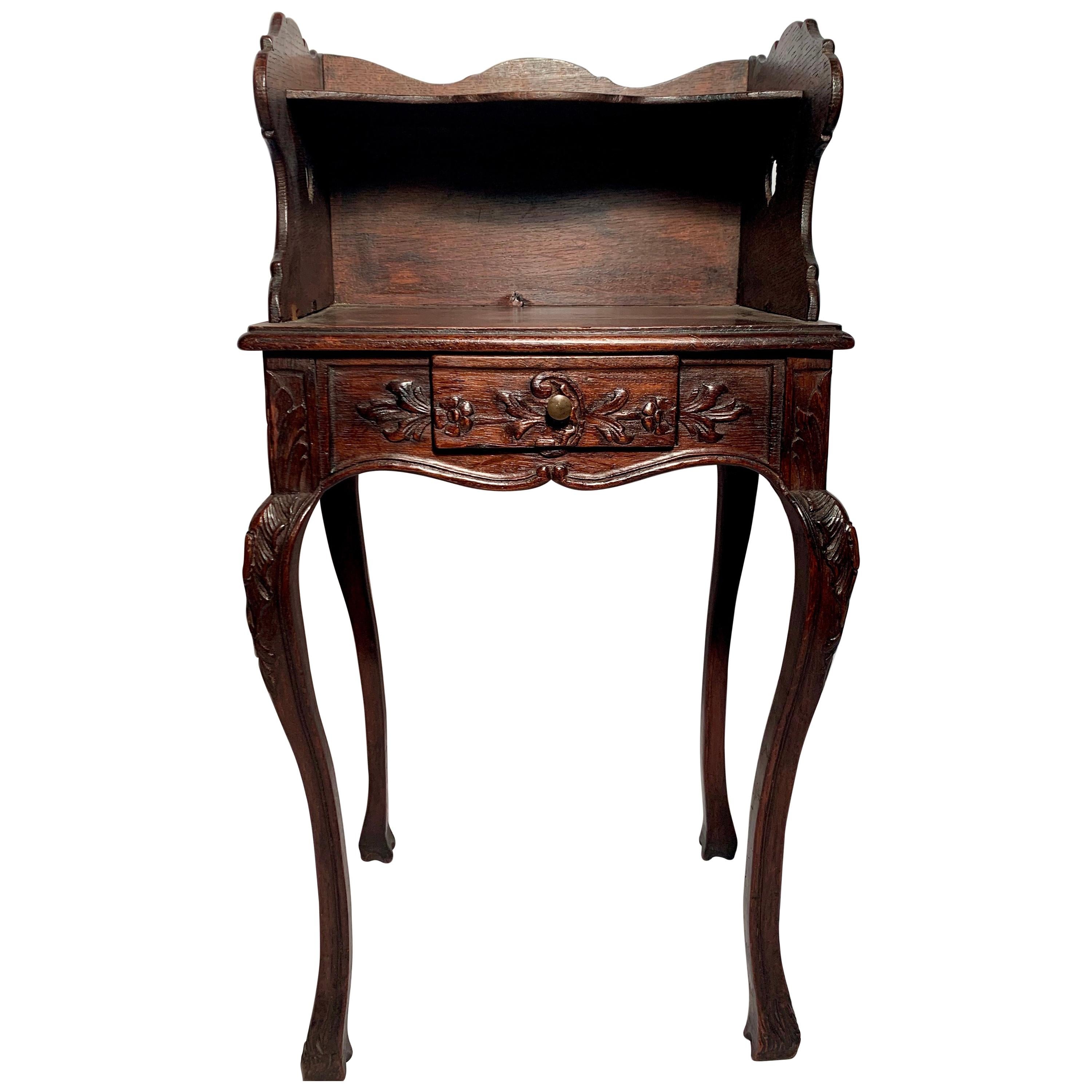 Antique French Provincial Carved Oak End Table, circa 1890s at 1stDibs