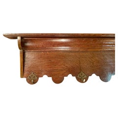 Antique French Provincial Carved Oak Hanging Shelf Pot or Coat Rack, Circa 1880.