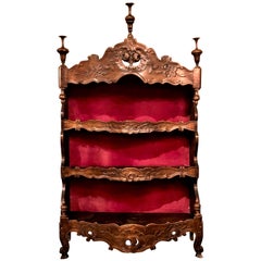 Antique French Provincial Carved Oak Shelves