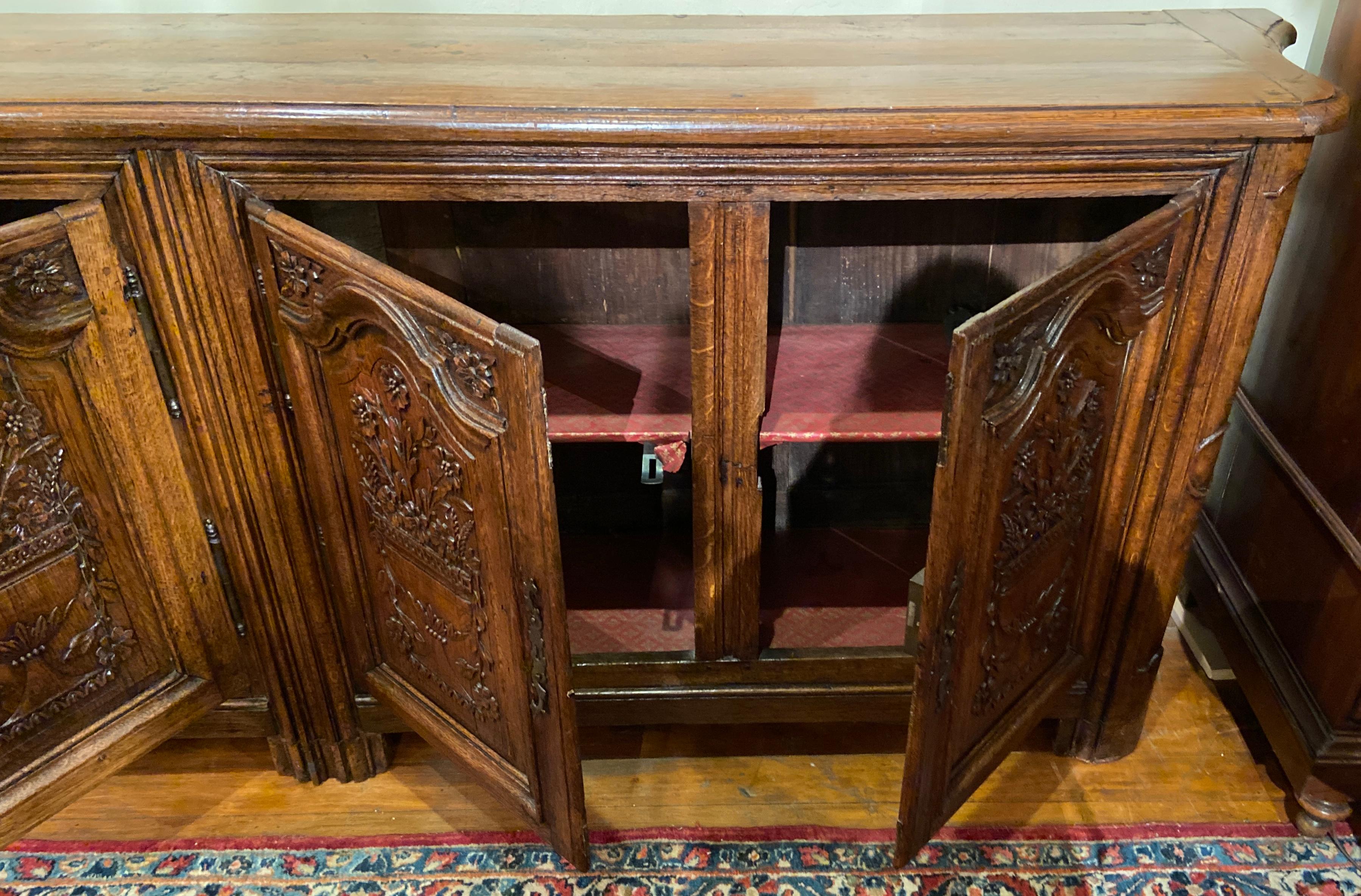 Antique French Provincial Carved Oak Sideboard, Circa 1860 For Sale 2