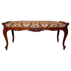 Antique French Provincial Carved Walnut Bench, Circa 1870-1880