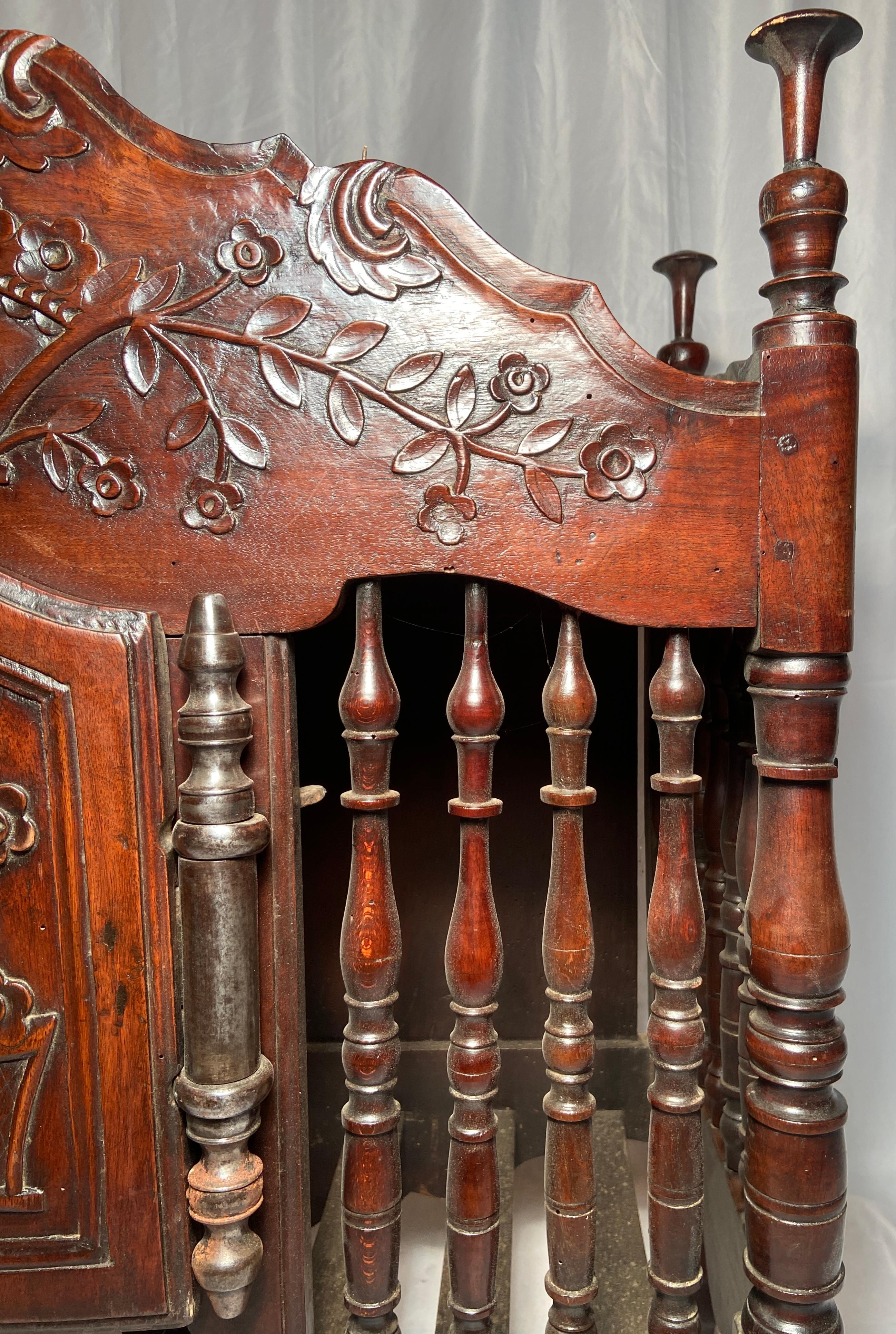 Antique French Provincial Carved Walnut 