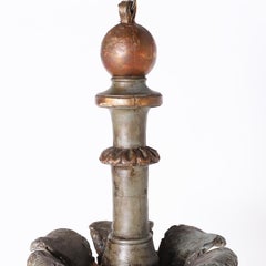 Antique French Provincial Carved Wood Painted Chandelier