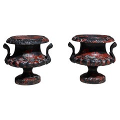 Antique French Provincial Cast Iron Planters with Floral Motif, 1900s