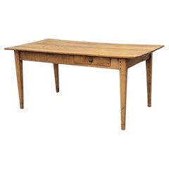 Antique French Provincial Cherry Farmhouse Table With Breadboard and 2 Drawers