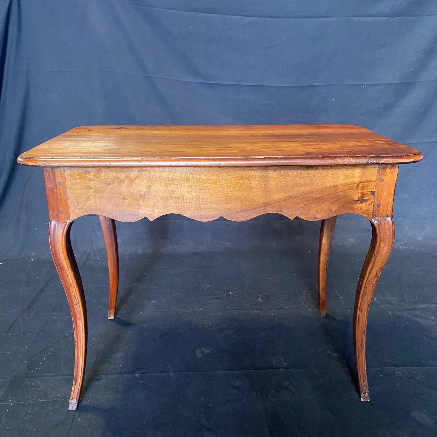 Antique French Provincial Cherry Petite Desk or Side Table with Hoof Feet In Good Condition For Sale In Hopewell, NJ