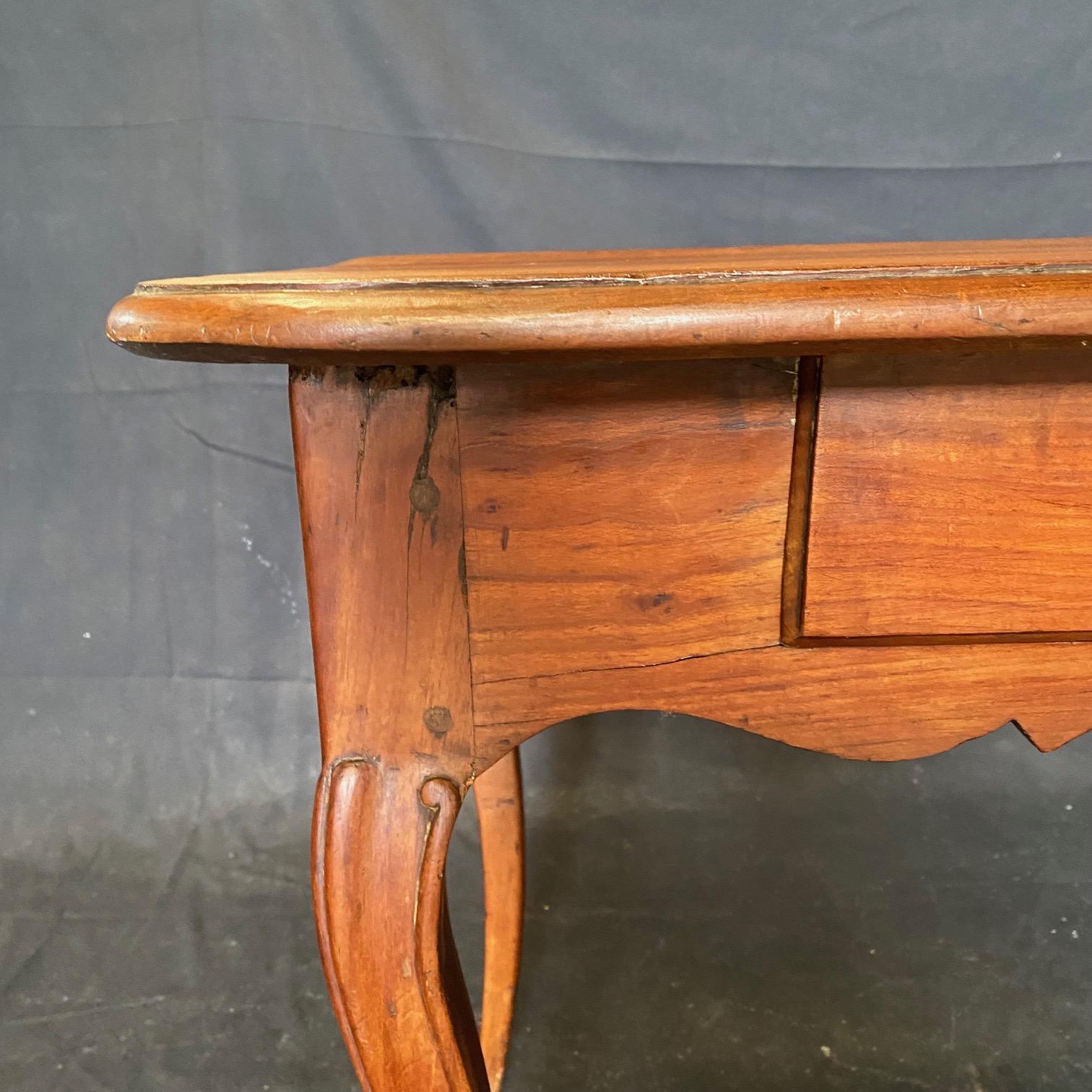 19th Century Antique French Provincial Cherry Petite Desk or Side Table with Hoof Feet For Sale