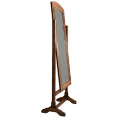 Antique French Provincial Cheval Mirror, Natural Oak Frame, 1910s