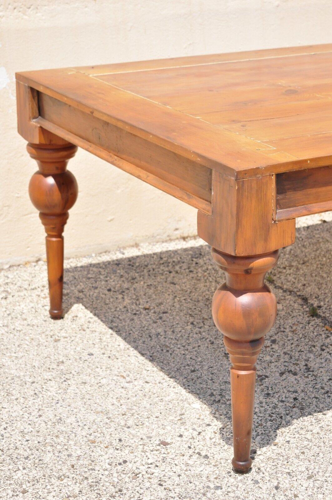 Antique French Provincial Country Farm Large Extension Pine Wood Dining Table For Sale 3