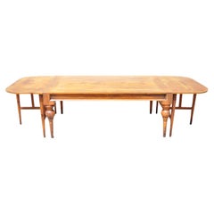 Used French Provincial Country Farm Large Extension Pine Wood Dining Table