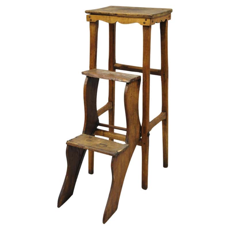 Rustic Library Step Stool Georgian Library Step Stool For Sale at 1stDibs