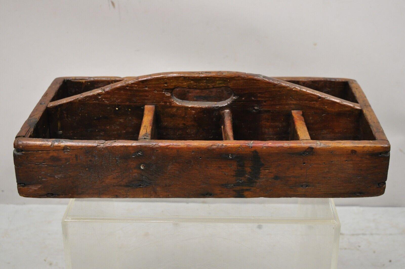 antique wooden tool caddy