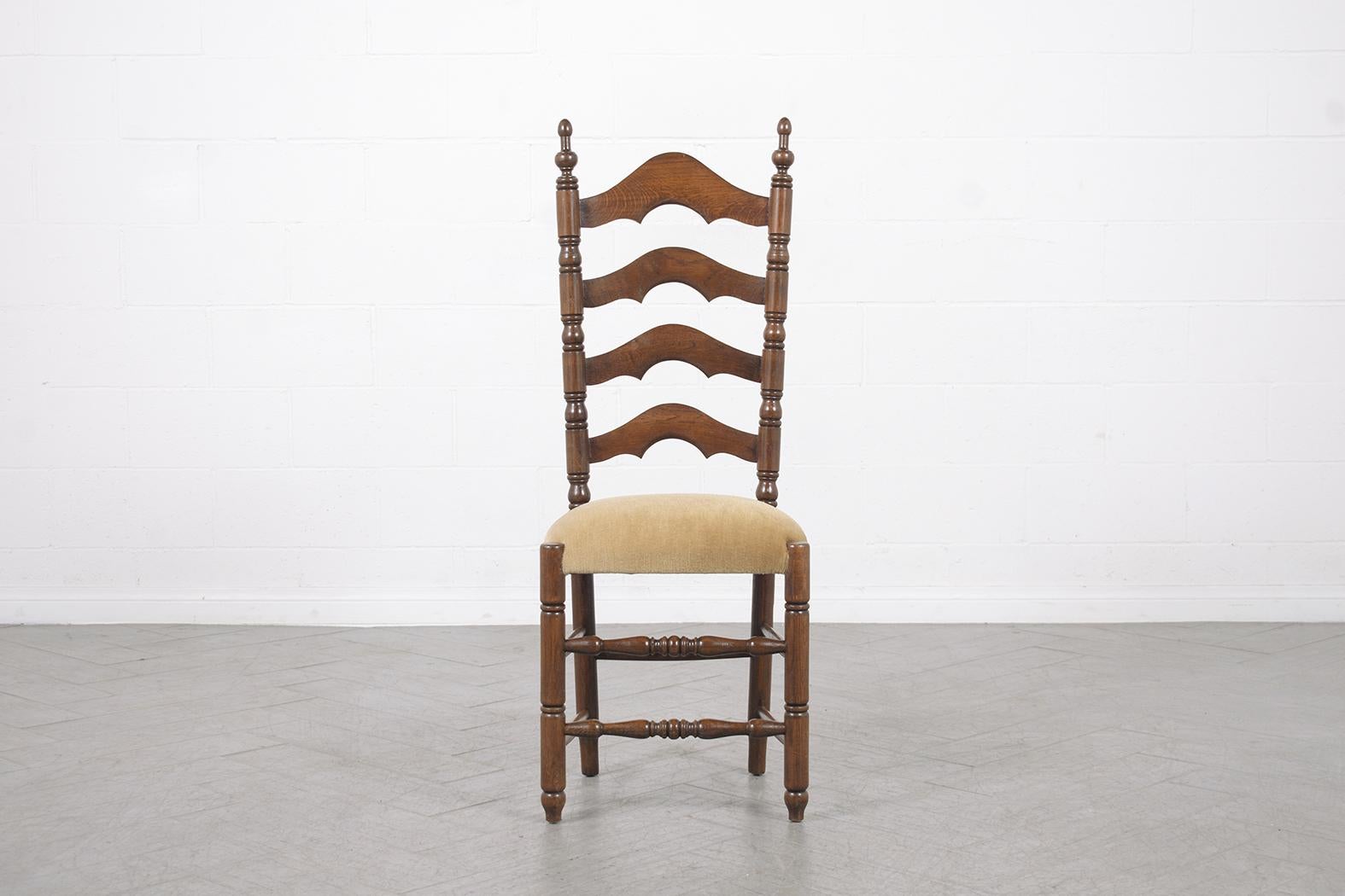 Lacquered Vintage French Provincial Dining Chairs - Hand-Crafted 1900s Upholstery Set For Sale